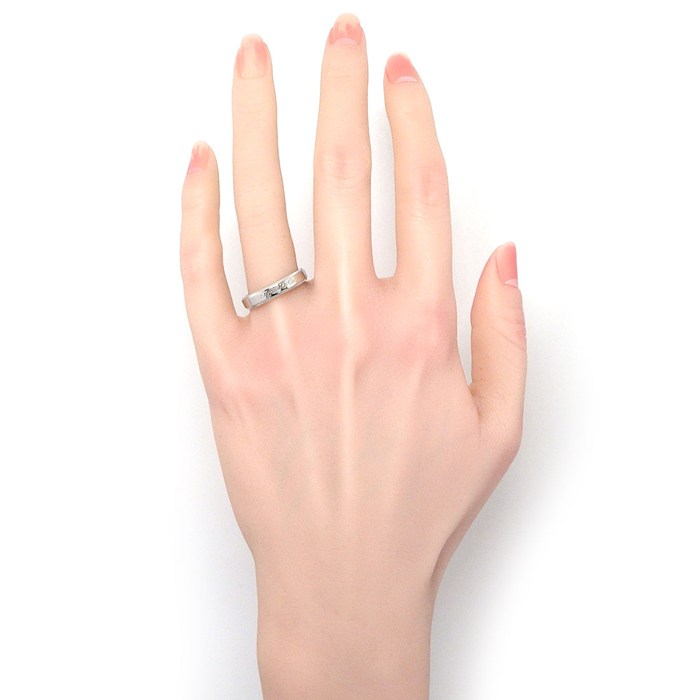  ティファニー Tiffany & Co. リング ノーツ ミルグレイン バンド 4mm ロゴ シグネチャー PT950 17.5号 【中古】