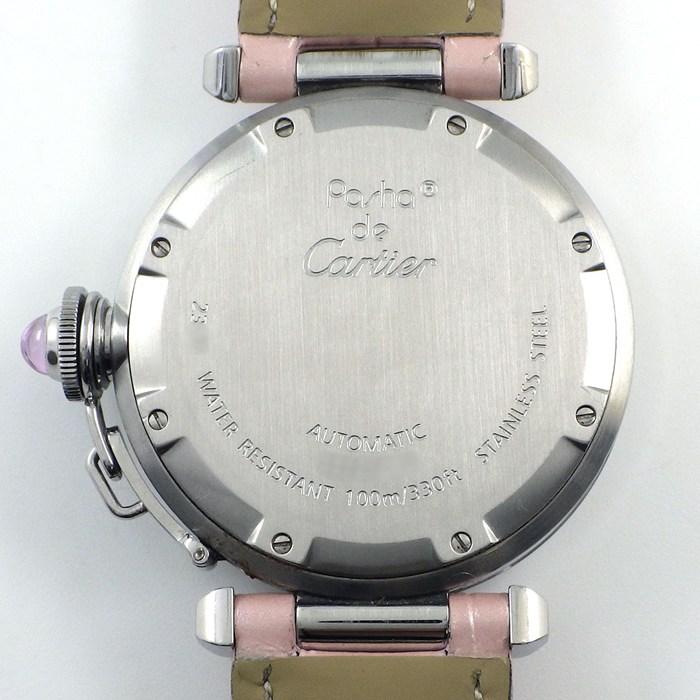 カルティエ Cartier 腕時計 パシャC W3108299 2005年 クリスマス 限定モデル サンレイ ピンク文字盤 デイト SS 牛革ベルト 自動巻き
