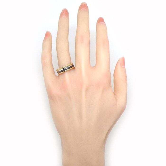 ブシュロン BOUCHERON リング キャトル クラシック スモール JRG00290 K18PG K18WG K18YG ブラウンPVD 19.5号/ #60 【中古】