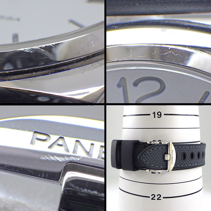 パネライ PANERAI 腕時計 ルミノール ドゥ ルナ・ロッサ PAM01381 デイト スモールセコンド 夜光針 夜光インデックス ホワイト文字盤 SS ラバー 自動巻き 【箱・保付き】 【中古】