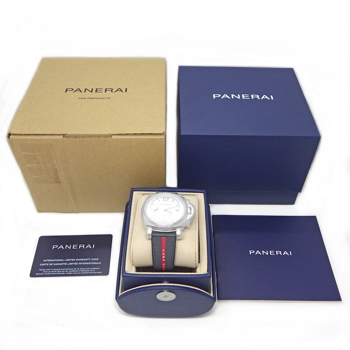 パネライ PANERAI 腕時計 ルミノール ドゥ ルナ・ロッサ PAM01381 デイト スモールセコンド 夜光針 夜光インデックス ホワイト文字盤 SS ラバー 自動巻き 【箱・保付き】 【中古】