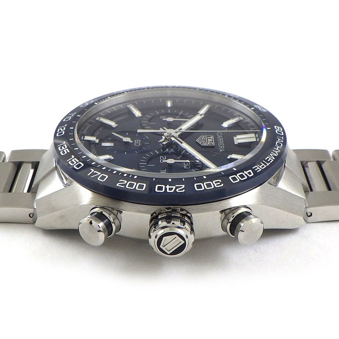 タグ・ホイヤー TAG Heuer 腕時計 カレラ キャリバーホイヤー02 スポーツ CBN2A1A サンレイ ブルー文字盤 デイト クロノグラフ タキメーター 夜光インデックス スモールセコンド 裏スケ SS 自動巻き 【箱・保付き】 【中古】