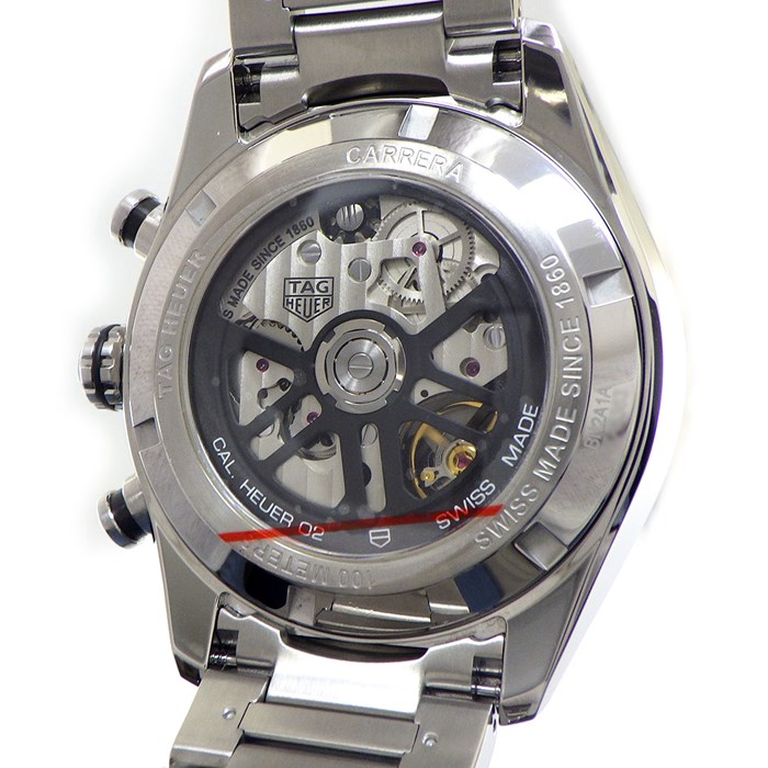 タグ・ホイヤー TAG Heuer 腕時計 カレラ キャリバーホイヤー02 スポーツ CBN2A1A サンレイ ブルー文字盤 デイト クロノグラフ タキメーター 夜光インデックス スモールセコンド 裏スケ SS 自動巻き 【箱・保付き】 【中古】