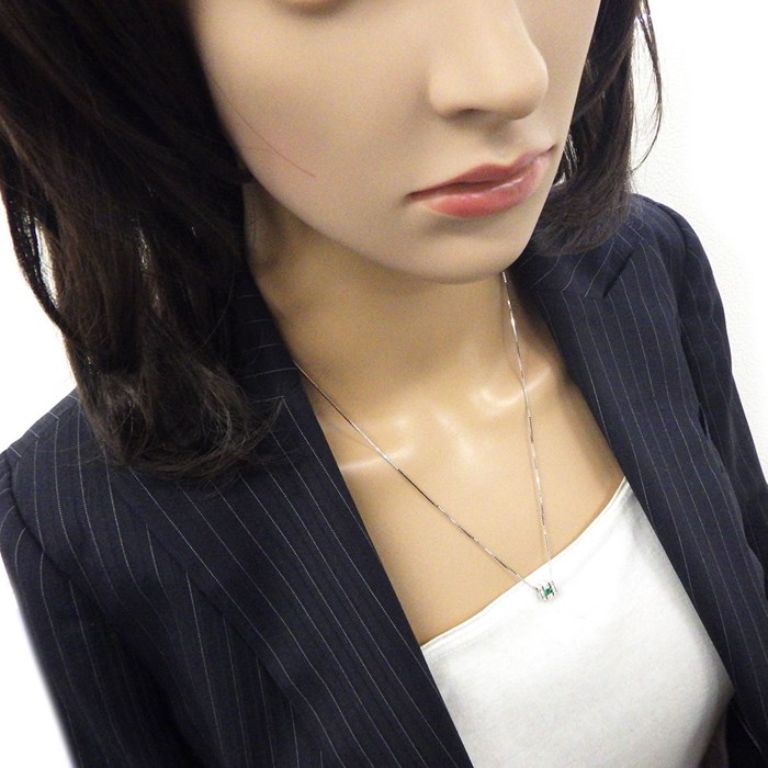 ダミアーニ DAMIANI ネックレス ベルエポック スクエア ベネチアンチェーン エメラルド ダイヤモンド K18WG 【中古】