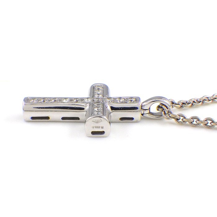 ブルガリ BVLGARI ネックレス ラテン クロス パヴェ ダイヤモンド K18WG 【中古】