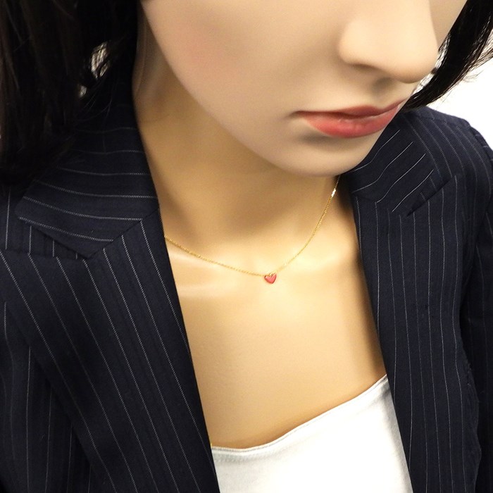 アーカーAHKAH ネックレス ティランハート 樹脂加工石サンゴ使用K18YG