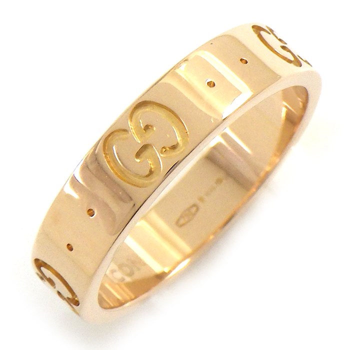 グッチ GUCCI リング アイコン スリム GG ロゴ K18PG 8.5号 【中古】