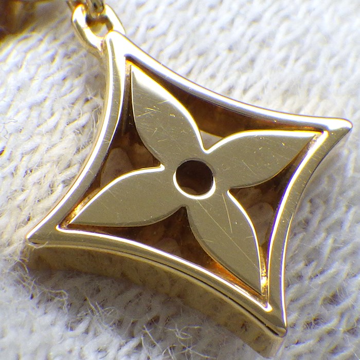 ルイ・ヴィトン LOUIS VUITTON ピアス モノグラム イディール Q96168 スターモチーフ 1ポイント ダイヤモンド 0.04ct K18YG ※片方のみ 【中古】