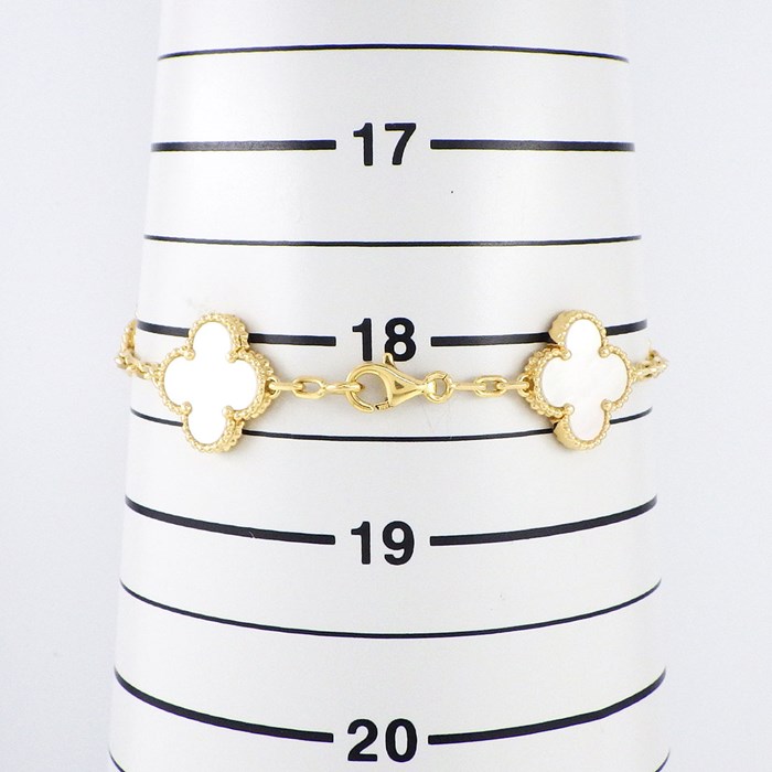 ヴァンクリーフ＆アーペル Van Cleef & Arpels ブレスレット ヴィンテージ アルハンブラ 5モチーフ VCARA41800 ホワイト シェル K18YG 【中古】