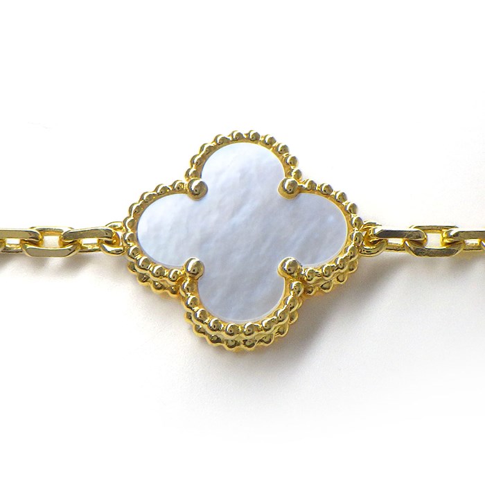 ヴァンクリーフ＆アーペル Van Cleef & Arpels ブレスレット ヴィンテージ アルハンブラ 5モチーフ VCARA41800 ホワイト シェル K18YG 【中古】