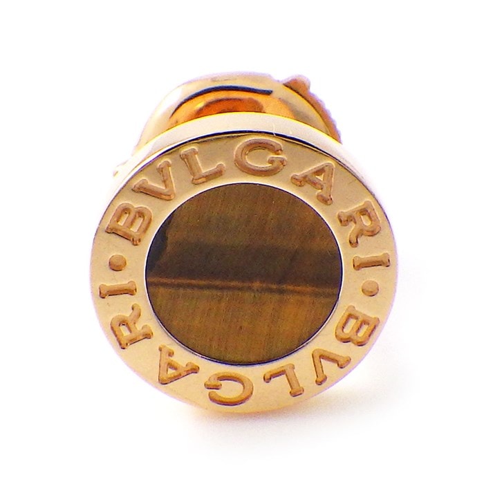 ブルガリ BVLGARI ピアス ブルガリブルガリ ロゴ サークル ラウンド タイガーアイ K18PG ※片方のみ 【箱・保付き】 【中古】