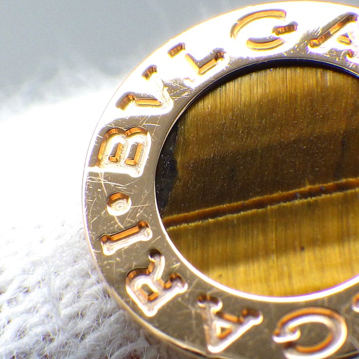 ブルガリ BVLGARI ピアス ブルガリブルガリ ロゴ サークル ラウンド タイガーアイ K18PG ※片方のみ 【箱・保付き】 【中古】