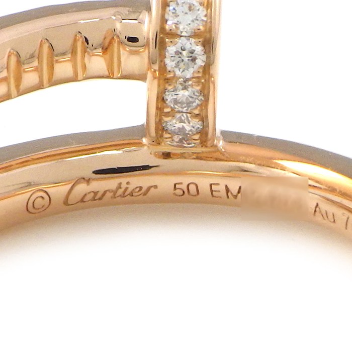 カルティエ Cartier リング ジュストアンクル クラシック B4094850 釘モチーフ 22ポイント ダイヤモンド 計0.13ct K18PG 10号 / #50 【中古】