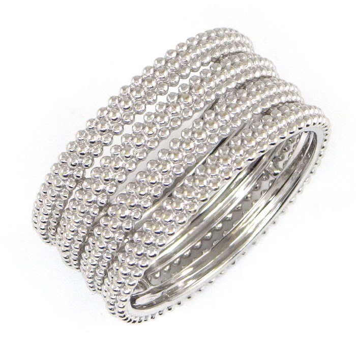 モーブッサン MAUBOUSSIN リング ル プルミエ ジュール 4ロウ ミルグレイン K18WG 13.5号 【中古】