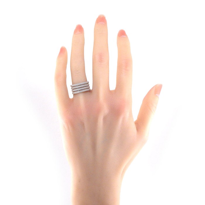 モーブッサン MAUBOUSSIN リング ル プルミエ ジュール 4ロウ ミルグレイン K18WG 13.5号 【中古】