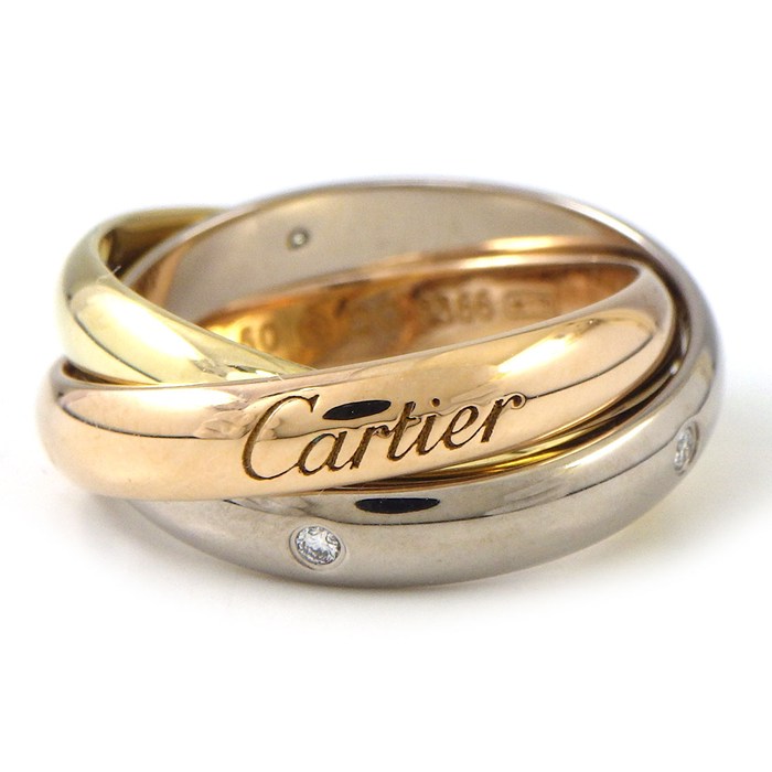 カルティエ Cartier リング トリニティ クラシックモデル B4236450 スリーカラー 5ポイント ダイヤモンド 計0.06ct K18PG K18WG K18YG 10.5号 / #50 【中古】