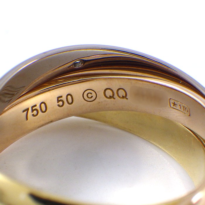 カルティエ Cartier リング トリニティ クラシックモデル B4236450 スリーカラー 5ポイント ダイヤモンド 計0.06ct K18PG K18WG K18YG 10.5号 / #50 【中古】