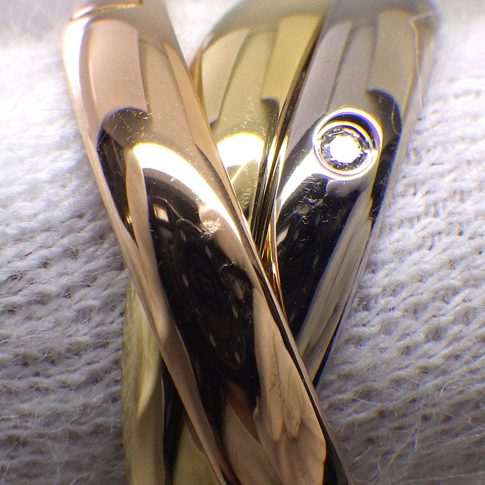カルティエ Cartier リング トリニティ クラシックモデル B4236450 スリーカラー 5ポイント ダイヤモンド 計0.06ct K18PG K18WG K18YG 10.5号 / #50 【中古】