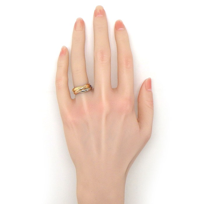カルティエ Cartier リング トリニティ クラシックモデル B4236450 スリーカラー 5ポイント ダイヤモンド 計0.06ct K18PG K18WG K18YG 10.5号 / #50 【中古】