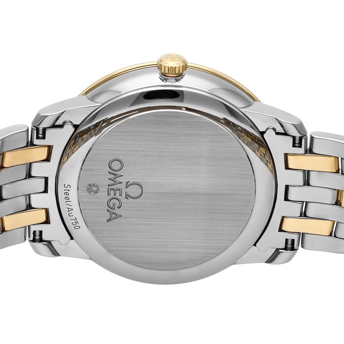 【新品・5年保証】オメガ OMEGA 腕時計 デ・ヴィル プレステージ 424.20.37.20.03.001 コーアクシャル クロノメーター デイト サンレイ ブルー文字盤 K18YG SS 自動巻き 【箱・保付き】