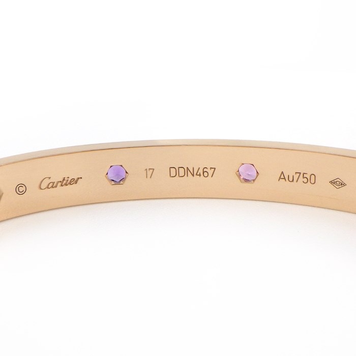 カルティエ Cartier バングル ラブブレス マルチカラーストーン 新型 ピンク イエロー サファイア グリーン オレンジ ガーネット アメジスト K18PG / #17 【中古】