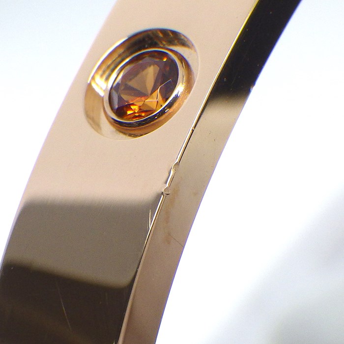 カルティエ Cartier バングル ラブブレス マルチカラーストーン 新型 ピンク イエロー サファイア グリーン オレンジ ガーネット アメジスト K18PG / #17 【中古】