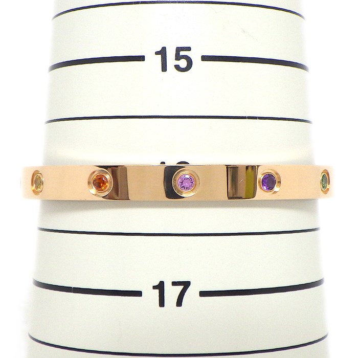 カルティエ Cartier バングル ラブブレス マルチカラーストーン 新型 ピンク イエロー サファイア グリーン オレンジ ガーネット アメジスト K18PG / #17 【中古】