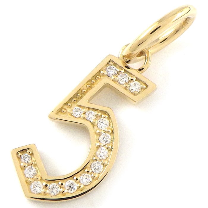 【ダイヤモンド】 ペンダントトップ 数字 モチーフ ナンバー 5 ダイヤモンド 計0.07ct K18YG