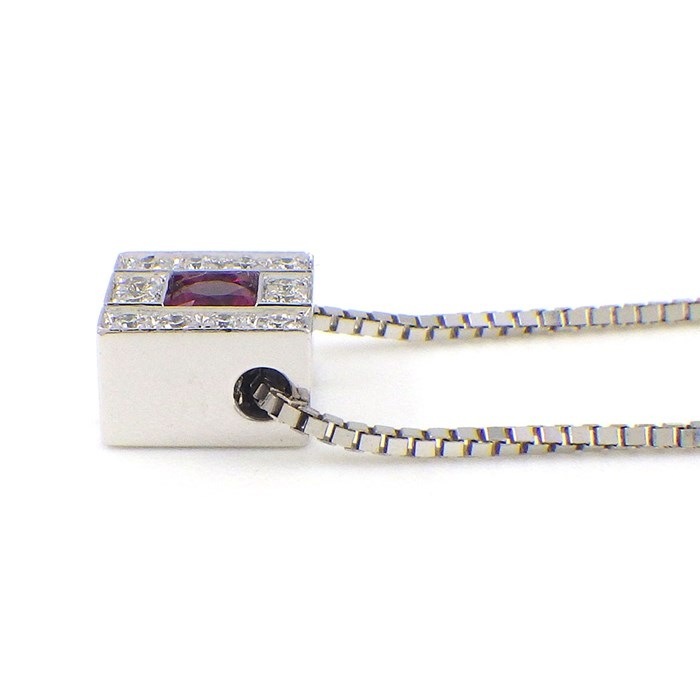 ダミアーニ DAMIANI ネックレス ベルエポック スクエア ベネチアンチェーン ルビー ダイヤモンド K18WG 【中古】