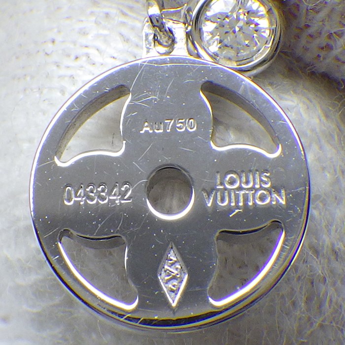 ルイ・ヴィトン LOUIS VUITTON ピアス モノグラム イディール Q96167 フラワーサークル 1ポイント ダイヤモンド 0.04ct K18WG ※片方のみ 【中古】