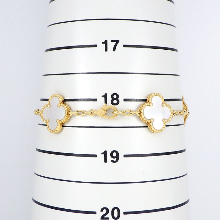 ヴァンクリーフ＆アーペル Van Cleef & Arpels ブレスレット ヴィンテージ アルハンブラ 5モチーフ VCARA41800 ホワイト シェル K18YG 【中古】