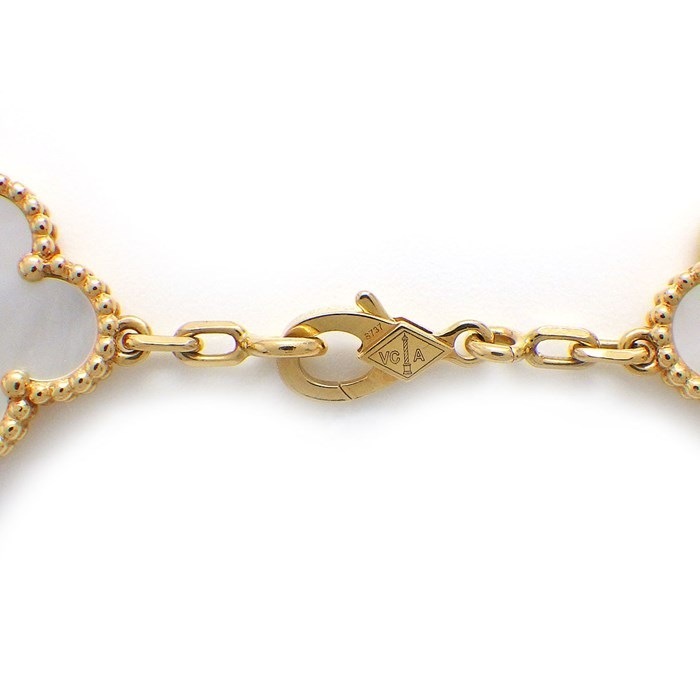 ヴァンクリーフ＆アーペル Van Cleef & Arpels ブレスレット ヴィンテージ アルハンブラ 5モチーフ VCARA41800 ホワイト シェル K18YG 【中古】