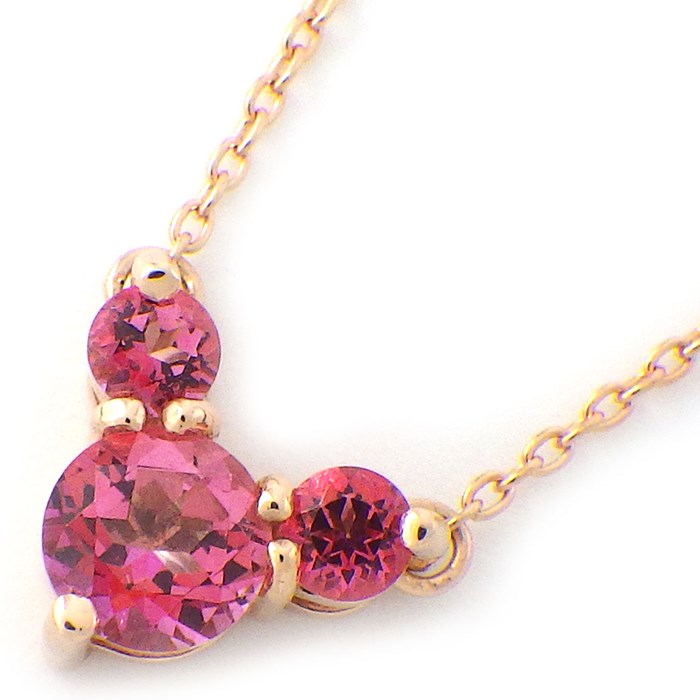 その他のブランド ネックレス ディズニー ミッキーマウス モチーフ 3ポイント ピンクトルマリン 計0.55ct K10PG 【中古】