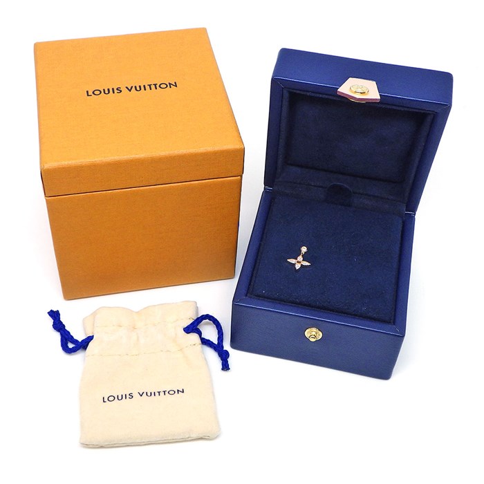 ルイ・ヴィトン LOUIS VUITTON ピアス ピュス イディール ブロッサム Q06169 モノグラム フラワー 25ポイント ダイヤモンド 計0.12ct K18PG ※片方のみ 【中古】