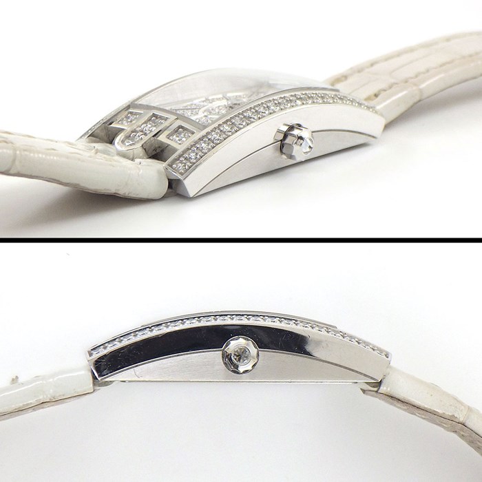 ハリーウィンストン HARRY WINSTON 腕時計 HW アヴェニュー C ミニ・エリプティック AVCQHM16WW052 47ポイント ダイヤベゼル/リュウズ レクタンギュラー 114ポイント ダイヤ/ホワイトシェル文字盤 K18WG ホワイト アリゲーター レザーベルト 白 クオーツアナログ 【中古】