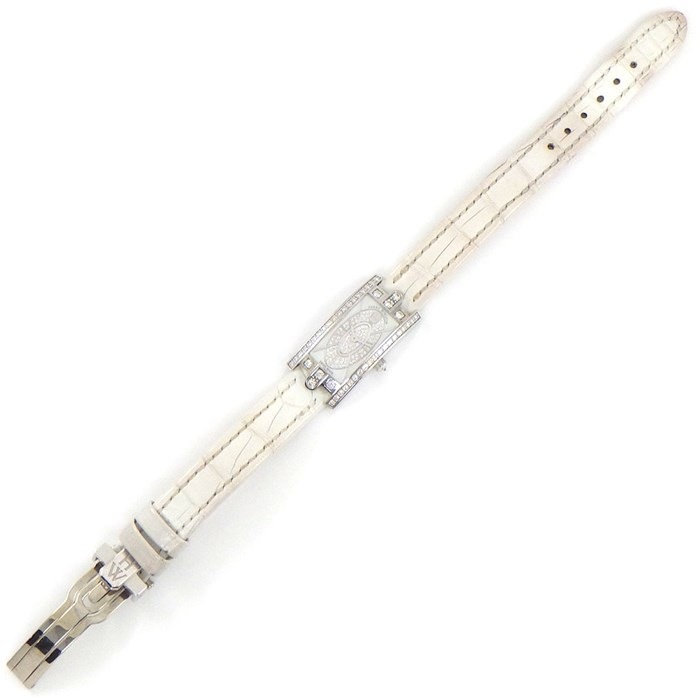 ハリーウィンストン HARRY WINSTON 腕時計 HW アヴェニュー C ミニ・エリプティック AVCQHM16WW052 47ポイント ダイヤベゼル/リュウズ レクタンギュラー 114ポイント ダイヤ/ホワイトシェル文字盤 K18WG ホワイト アリゲーター レザーベルト 白 クオーツアナログ 【中古】