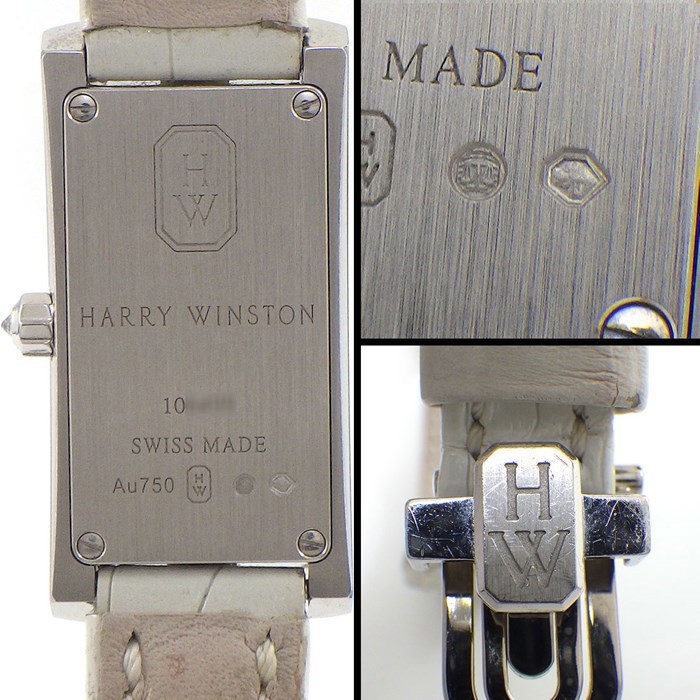 ハリーウィンストン HARRY WINSTON 腕時計 HW アヴェニュー C ミニ・エリプティック AVCQHM16WW052 47ポイント ダイヤベゼル/リュウズ レクタンギュラー 114ポイント ダイヤ/ホワイトシェル文字盤 K18WG ホワイト アリゲーター レザーベルト 白 クオーツアナログ 【中古】