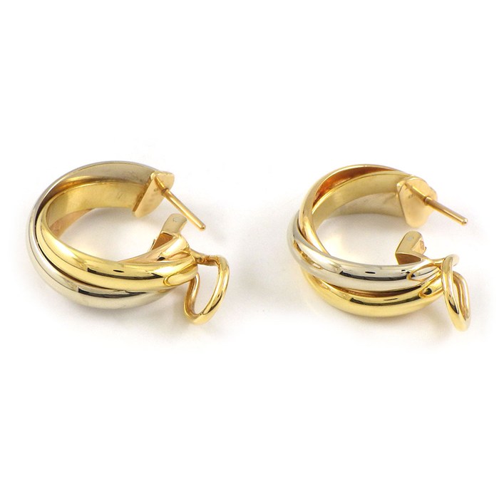 カルティエ Cartier ピアス トリニティ フープ スリーカラー K18PG K18WG K18YG 【中古】