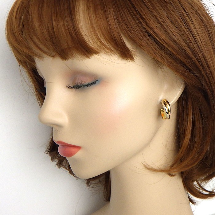 カルティエ Cartier ピアス トリニティ フープ スリーカラー K18PG K18WG K18YG 【中古】
