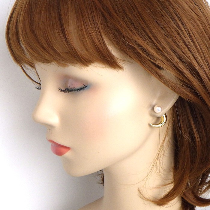 タサキ 田崎真珠 TASAKI ピアス デインジャー ホーン E-3658-18KYG 2Way リファインド リベリオン あこや真珠 8mm珠 K18YG 【中古】