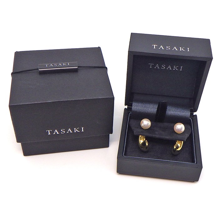 タサキ 田崎真珠 TASAKI ピアス デインジャー ホーン E-3658-18KYG 2Way リファインド リベリオン あこや真珠 8mm珠 K18YG 【中古】