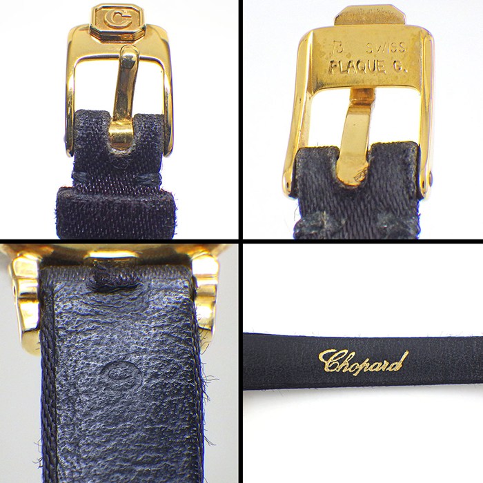 ショパール Chopard 腕時計 ハッピーダイヤモンド 20/5334 リボン 5ポイント ムービングダイヤ ダイヤベゼル/ラグ ホワイト文字盤 GP ブラック サテン/レザーベルト クオーツアナログ 【中古】