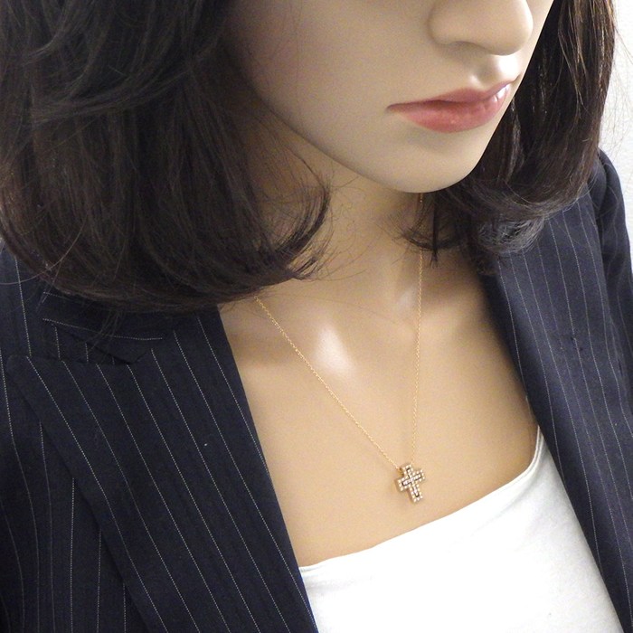ダミアーニ DAMIANI ネックレス ベルエポック XXS クロス パヴェ ダイヤモンド K18PG 【中古】