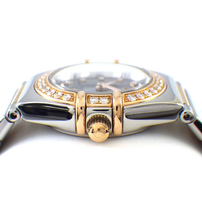 オメガ OMEGA 腕時計 コンステレーション ミニ マイチョイス 1357.77.00 USA1499本限定モデル ダイヤベゼル 12ポイント ダイヤインデックス ブルーシェル文字盤 K18PG SS クオーツアナログ 【中古】