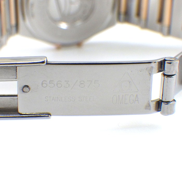オメガ OMEGA 腕時計 コンステレーション ミニ マイチョイス 1357.77.00 USA1499本限定モデル ダイヤベゼル 12ポイント ダイヤインデックス ブルーシェル文字盤 K18PG SS クオーツアナログ 【中古】