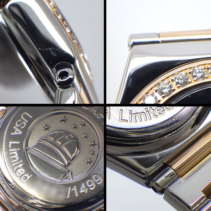 オメガ OMEGA 腕時計 コンステレーション ミニ マイチョイス 1357.77.00 USA1499本限定モデル ダイヤベゼル 12ポイント ダイヤインデックス ブルーシェル文字盤 K18PG SS クオーツアナログ 【中古】