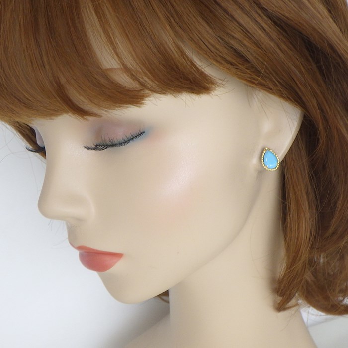 ブシュロン BOUCHERON ピアス セルパンボエム スタッズ スモール JCO01330 ドロップモチーフ ターコイズ トルコ石 K18YG 【箱・保付き】 【中古】