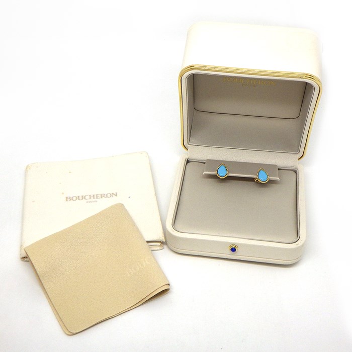 ブシュロン BOUCHERON ピアス セルパンボエム スタッズ スモール JCO01330 ドロップモチーフ ターコイズ トルコ石 K18YG 【箱・保付き】 【中古】