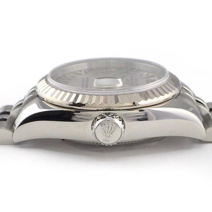 ロレックス Rolex 腕時計 デイトジャスト 179174 ルーレット刻印 シルバー文字盤 ローマンインデックス デイト K18WG SS 自動巻き 【箱・保付き】 【中古】