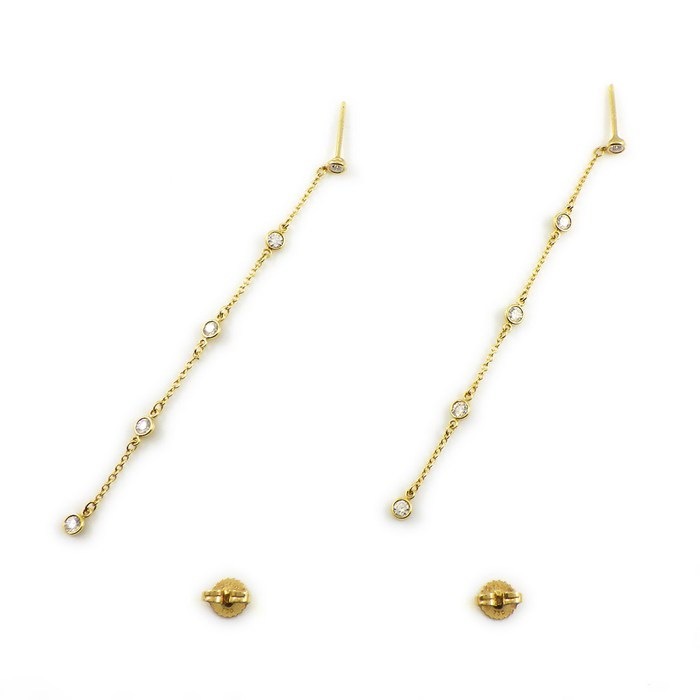 ティファニー Tiffany & Co. ピアス バイザヤード チェーン ドロップ 5連 ダイヤモンド K18YG 【中古】